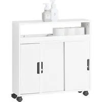 SoBuy Regal BZR31/BZR02, Nischenregal Badezimmerschrank mit Rollen Badschrank, Nischenschrank Badrollwagen Badezimmerregal Nischenwagen Küchenregal