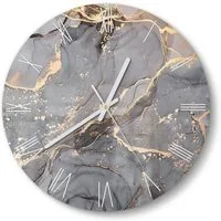 DEQORI Wanduhr 'Elegantes Marmormuster' (Glas Glasuhr modern Wand Uhr Design Küchenuhr)