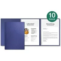 STRATAG Bewerbungsmappe in feinster Lederstruktur - 10 Stück 3-teilig mit 2 Klemmschienen (Set, 10-St., mit hochwertiger Relief-Prägung BEWERBUNG), direkt vom Hersteller STRATAG - handgefertigt in Deutschland