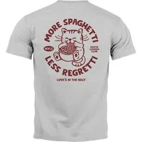 Neverless Print-Shirt Herren T-Shirt Backprint Katze Rückendruck Brustloge Pasta Lovers mit Print