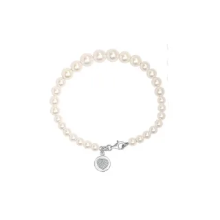 Damen-Perlenarmband mit Herzanhänger, 925 Sterling Silber BIPU021