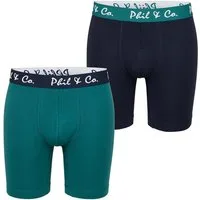 Phil & Co. Langer Boxer Long Boxer Briefs - langes Bein - Jersey - ohne störendes Etikett (2-St) Retroshorts Boxershorts Multipack Mehrpack Baumwolle Herren 2-Pack