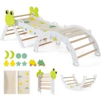 KOMFOTTEU Klettergerüst, faltbares Kletterspielzeug mit Kletterbogen, Rampe, Rutsche