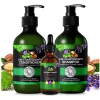 ALIVER Haarpflege-Set Shampoo Conditioner Haaröl mit Biotin Rizinus Lavendel Argan Öl