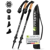 Juskys Wanderstöcke (2 St), Alu Teleskop, leicht & ausziehbar, für Damen & Herren, mit Zubehör