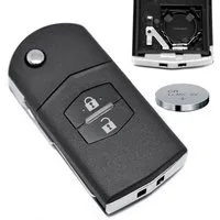 mt-key Auto Klapp Schlüssel Reparatur Gehäuse + Rohling + 1x passende CR1620 Knopfzelle, CR1620 (3 V), für Mazda CX-7 CX-5 2 4 5 6 RX-8 Funk Fernbedienung