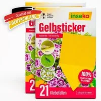 Inseko Klebefalle 42 x inseko Gelbsticker I Gelbtafeln gegen Trauermücken, Gelbfalle 100% giftfrei