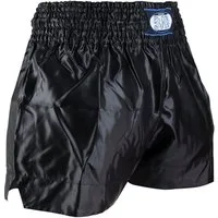 BAY-Sports Sporthose Thaiboxhose REMY Muay Thai Hose Shorts Thaiboxen MMA kurz Kickboxen kurze, leichte, locker sitzende Trainingshose, uni Schwarz