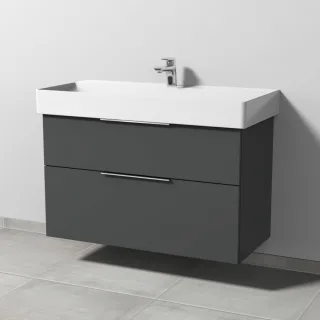 Sanipa 3way Waschtischunterbau zu Duravit Dura Square Waschtisch mit 2 Auszügen, Anthrazit-Matt UM42722