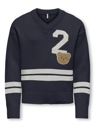 KIDS ONLY - KOGJANNY LIFE L/S VARSITY V-NECK KNT Night Sky - Gr. - 152