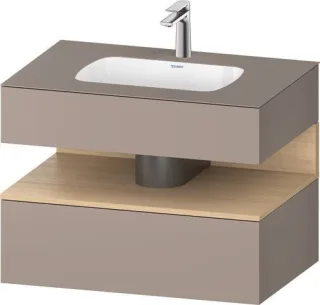 Duravit Qatego Einbauwaschtisch mit Konsolenwaschtischunterbau Basalt & Natur Eiche Matt 800x550x600 QA4785030430010
