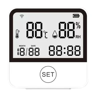Tuya WiFi Smart Temperature and Humidity Sensor Thermometer Hygrometer Indoor with LED Screen Display Support Alexa Goog