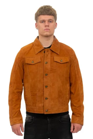 Herren-Truckerjacke aus Ziegenveloursleder-Taraz