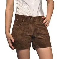 Fuente Leather Wears Lederhose Damen Lederhose kurz, Trachtenlederhose, 5 Pocket, Braun Schwarz