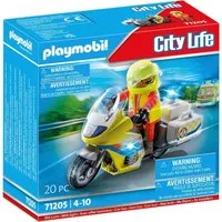 Playmobil® Notarzt-Motorrad mit Blinklicht (71205), My City Life Konstruktions-Spielset, mit Lichtmodul, Made in Europe