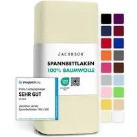 Jacobson Spannbettlaken aus 100% Baumwolle, Jersey Bettlaken 160 g/m², Spannbetttuch mit Gummizug, pflegeleicht & viele Farben
