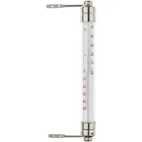 TFA Dostmann Fensterthermometer Fenster Thermometer analog silber weiß drehbar Metallhalter außen