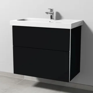 Sanipa 3way Waschtischunterbau zu Geberit iCon Light Waschtisch mit 2 Auszügen, Schwarz-Matt BS57208