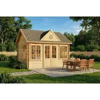 Alpholz Gartenhaus Holz CLOCKHOUSE® Natur 28mm Wandstärke, BxT: 440x340 cm, in Naturbelassen mit 28mm Wandstärke