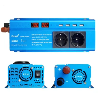[EU Direct] Lvyuan DC12V to AC 220V Pure Sine Wave Inverter 1000W (Peak Power 3000W) Solar Power Inverter Car Inverter W