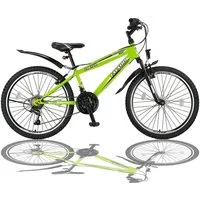 Talson Mountainbike 24 Zoll Fahrrad mit, 21 Gang Shimano, Kettenschaltung, mit Beleuchtung nach StVZO und Gabelfederung Grün