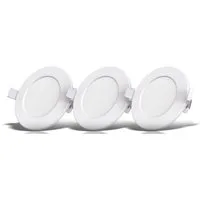 B.K.Licht LED Einbauleuchte 3er Set Bad Einbaustrahler, IP44 geschützt, flache Einbauspots, LED fest integriert, Warmweiß, 3.000K, 450Lm, 6W, Kunststoff, 11,5 x 3 cm, Weiß