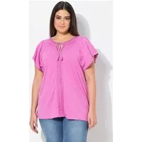 Ulla Popken T-Shirt T-Shirt Zierlitze Tunika-Ausschnitt Flügel-Halbarm