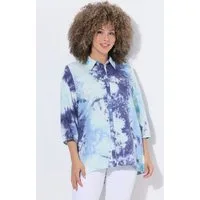 Ulla Popken Longbluse Bluse Leinenmix Hemdkragen 3/4-Arm