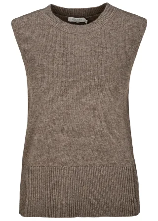 CLARINA - Rdh.-Pullunder, Schlitze, uni taupe mel. - Gr. - 38