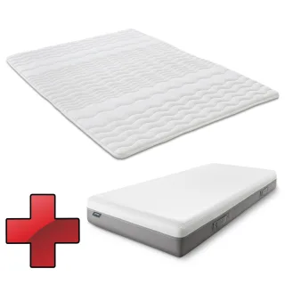 Viskoelastik-Matratze Sleezzz Premium 90 x 200 cm, Höhe 20 cm, Härtegrad H2/H3, mit Wendegriffen + Matratzentopper / Matratzenauflage 90 x 200 cm