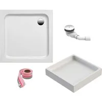 OTTOFOND Duschwanne, quadratisch, Sanitäracryl, Set, 90x90x6 cm, mit Wannenträger, Ablaufgarnitur und Fugendichtband