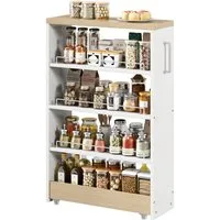 REDOM Beistellwagen 55x85x12 cm mit Rollen in Weiß, (Packung, 1 St., Schmaler Storage Cart), 4 verstellbare Regale, für Küche, Bad & schmale Nischen