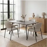 Jiexi Essgruppe Essgruppe 110x70 MDF-Tisch mit U-Metallgestell & Cord-Stühlen