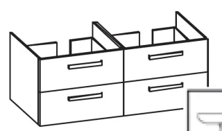 Artiqua 414 Waschtischunterschrank für Subway 2.0 7175D0 Weiß Hochglanz, 414-WU4L-V77-7016-68 414-WU4L-V77-7016-68