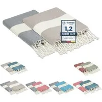 furora HOLIDAY Strandtuch groß 100x200 cm Strand Tuch, aus Baumwolle, Hamamtuch Badetuch, leicht, lang, dünn & kompakt