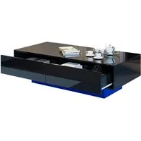 Merax Couchtisch Couchtisch hochglanz Sofatisch Beistelltisch mit LED-Beleuchtung (115 x 55 x 34 cm), Wohnzimmertisch mit 2 Schubladen inkl. Fernbedienung