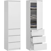 Home Collective Kleiderschrank Garderobenschrank Mehrzweckschrank Schrank platzsparend & vielseitig (50x40x180,5 cm (BxTxH), ideal für Schlafzimmer Flur & Arbeitszimmer) mit 1 Tür 3 Einlegeböden & 3 Schubladen in weiß