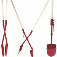 BauSupermarkt24 Garten-Multifunktionsgerät Erdlochausheber 15–32cm Ø Gr.2 Handbagger Erdlochschaufel m. Stiele