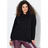 Ulla Popken Sweatshirt Hoodie Zierschnürung Kapuze Langarm