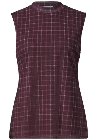 Street One - Turtle Neck Top aus Mesh mit Print rustic rouge - Gr. - 38