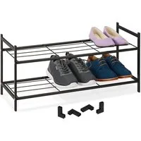 relaxdays Schuhregal Stapelbares Schuhregal 2 Ebenen, schwarz
