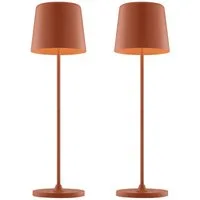 Brilliant LED Tischleuchte Kaami - mobile LED Außen Akku Tischlampe 2er-Set, Dimmfunktion, mehrere Helligkeitsstufen, LED fest integriert, Warmweiß, 310 lm, Touchdimmer, USB, Akku, Outdoor, Indoor, Akkuleuchte 37cm hoch