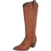 Ital-Design Damen Cowboystiefel mit Blockabsatz und Stickerei Westernstiefel (92002478) Blockabsatz Stiefel in Camel