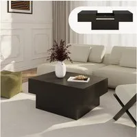 en.casa Couchtisch, ausziehbar »Lens« mit Stauraum 80x60x36 cm Schwarz
