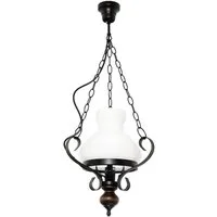 Licht-Erlebnisse Pendelleuchte PETRONEL, ohne Leuchtmittel, Hängeleuchte Glas Metall Holz Landhausstil Esstisch Lampe