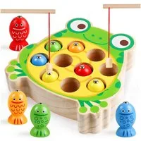 CLTYQ Lernspielzeug Magnetisches Angelspiel Holzspielzeug, Montessori Spielzeug, Magnetisches Motorikspielzeug zur Feinmotorik Geschenk für kinder