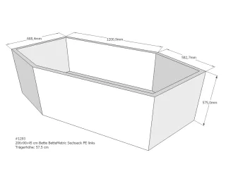 Neuesbad Wannenträger für Bette Metric 6841 206x90 6-Eck asym. SW13649
