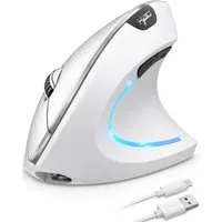 RUHE Ergonomische Maus Kabellose Bluetooth Vertikale Maus Optisch Leise RGB ergonomische Maus (Bluetooth, Funk, kabelgebunden, 2.5G, USB-Dongel, Kabelgebundenes Aufladen, Drahtlos, Optische Maus, Büro, 2400 dpi, Einstellbar DPI Schwarz Weiß Grau 6 Ta