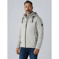 Dry Fashion Fleecejacke Helgoland Herren Wollfleece-Jacke Kapuze - Jacke Fleece Übergansjacke Windabweisend, Verstellbare Kapuze, Reißverschlusstaschen, Innentasche