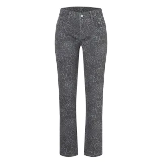MAC - Jeans mit Leo-Muster grau - Gr. - 30